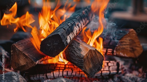 Burning firewood photo