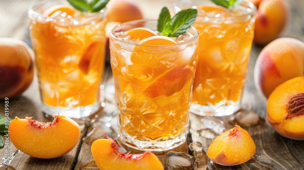 Refreshing Summer Iced Tea with Peaches and Oranges Refreshing Summer Iced Tea with Peaches and Oranges