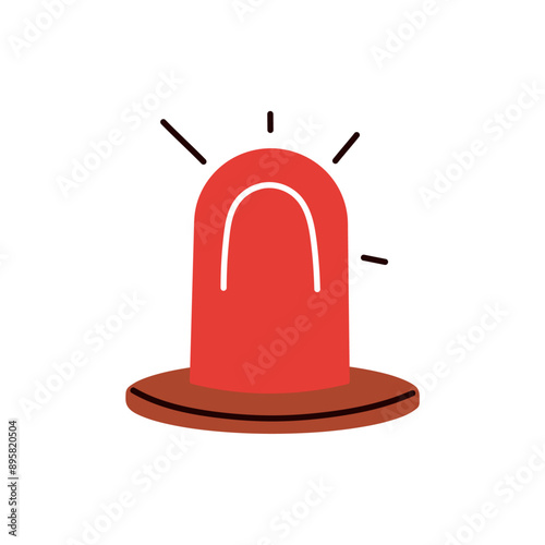 Emergency red alarm icon, lamp sign, attention, caution, urgency lamp beacon, warning bulb, alert isolated on white background symbol flat vector illustration.