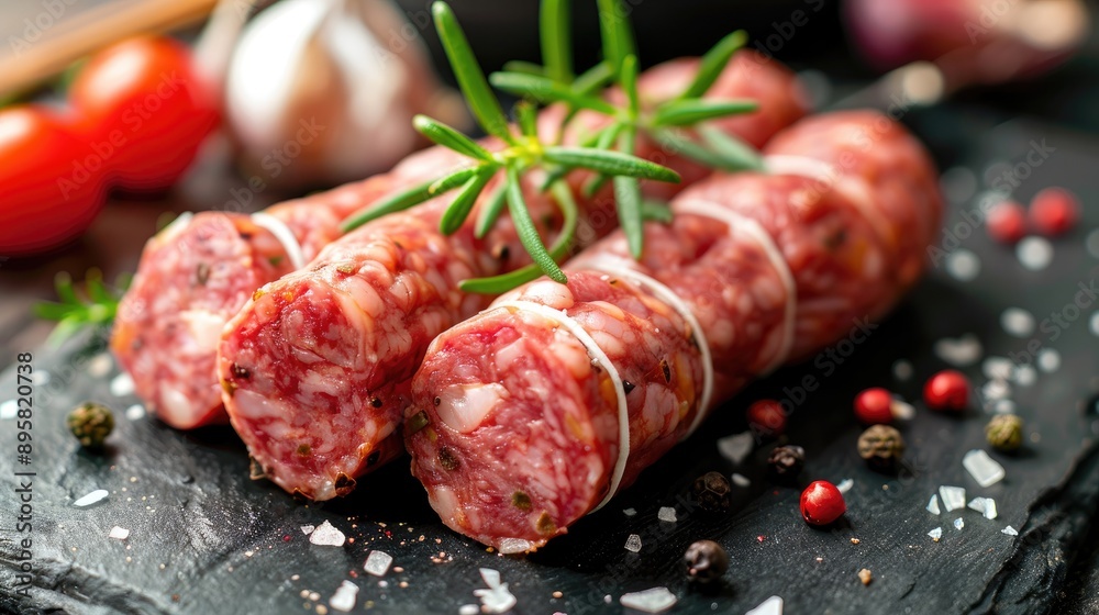 Freshly sliced pork sausage ideal for creating delectable meat dishes Freshly sliced pork sausage ideal for creating delectable meat dishes