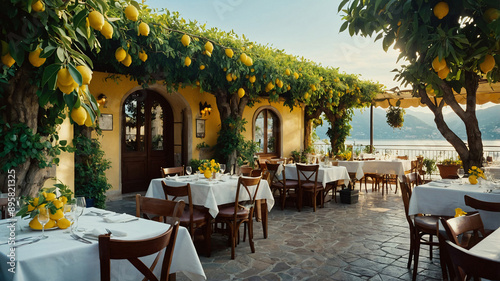An italian restaurant under lemon trees.