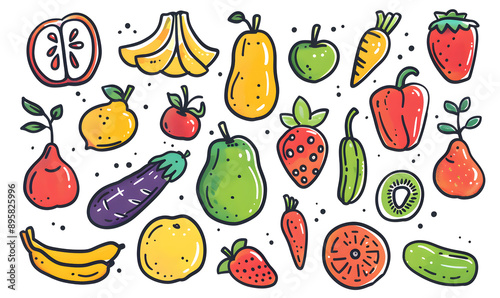 vegetable and fruits photo or illustrator on white background