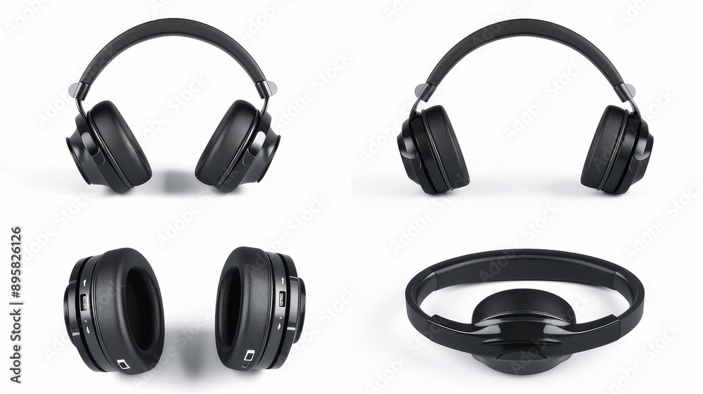 Close-up, low-key photograph of black headphones. Close-up, low-key photograph of black headphones.