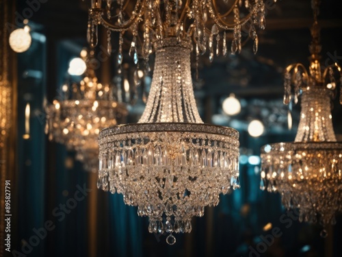 Glamorous background with sparkling crystal chandeli
