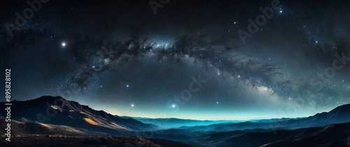 Milky way galaxy above dramatic mountain range