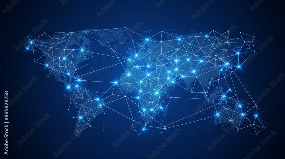 Global network connection. World map point and line composition concept of global business. Vector Illustration Global network connection. World map point and line composition concept of global business. Vector Illustration