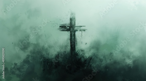  Ash Wednesday Cross with Faint Design on Pastel Background 