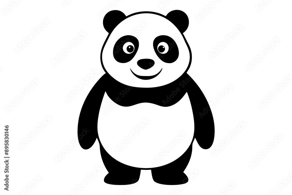 Naklejka premium Funny Panda Vector Illustration on White Background Cartoon, Clipart, Line Art Design, Funny panda vector illustration on white background, perfect for cartoons, clipart, and line art designs
