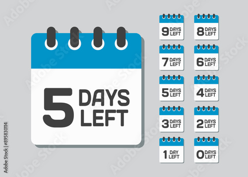 Countdown daily page calendar icon - 5 days left