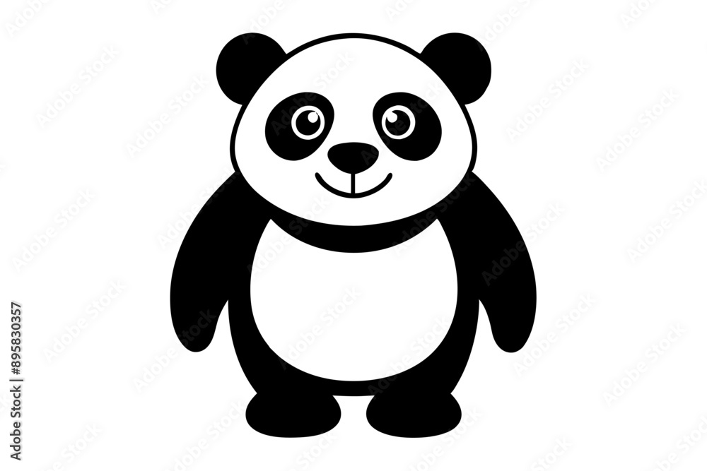 Fototapeta premium Funny Panda Vector Illustration on White Background Cartoon, Clipart, Line Art Design, Funny panda vector illustration on white background, perfect for cartoons, clipart, and line art designs