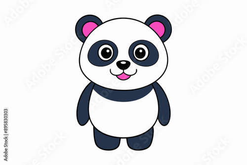 Funny Panda Vector Illustration on White Background Cartoon, Clipart, Line Art Design, Funny panda vector illustration on white background, perfect for cartoons, clipart, and line art designs