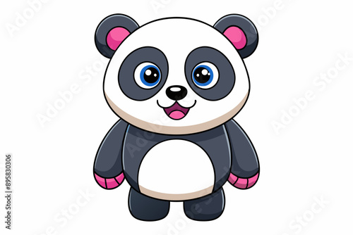 Funny Panda Vector Illustration on White Background Cartoon, Clipart, Line Art Design, Funny panda vector illustration on white background, perfect for cartoons, clipart, and line art designs