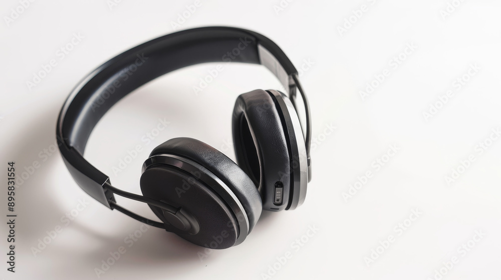 Close-up, low-key photograph of black headphones. Close-up, low-key photograph of black headphones.
