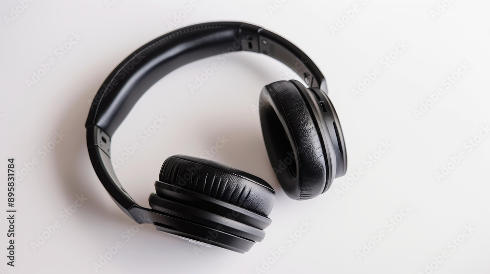 Close-up, low-key photograph of black headphones. Close-up, low-key photograph of black headphones.