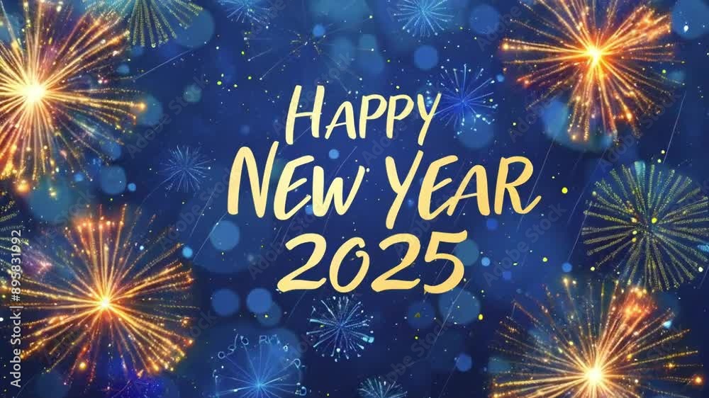 Happy New Year 2025 - Festive Fireworks Background Greeting Card Banner