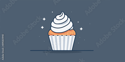 Delightful Vector Cupcake with Whipped Frosting
