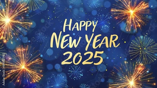 Happy New Year 2025 - Festive Fireworks Background Greeting Card Banner