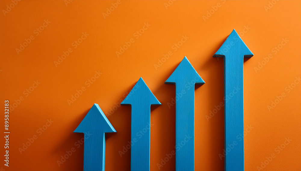 Upward Arrows Representing Growth on an Orange Background Upward Arrows Representing Growth on an Orange Background