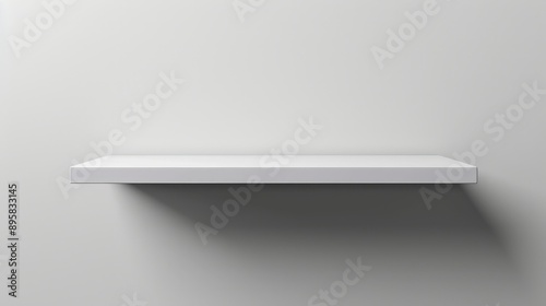 Minimalist White Floating Shelf on Gray Wall