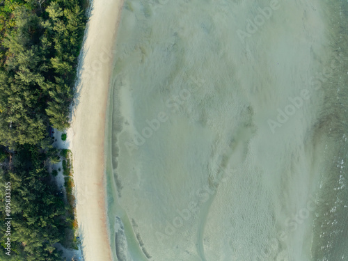 Amazing top view beach High angle view of Tropical beach sea in the beautiful Phuket island Thailand