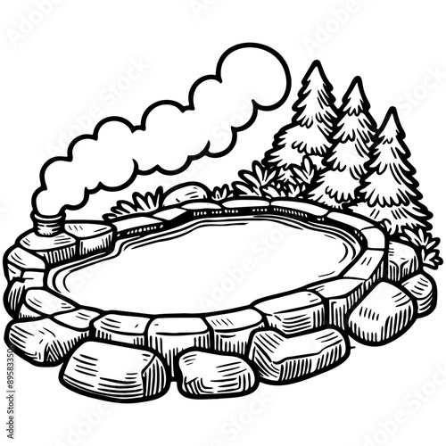 Onsen Pool Illustration.