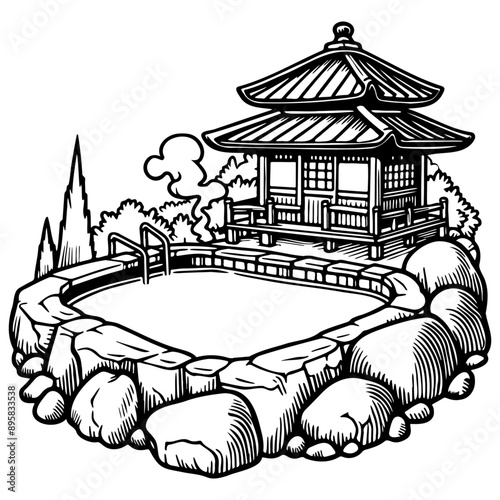 Onsen Pool Illustration.