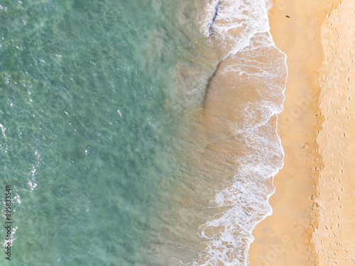 Amazing top view beach High angle view of Tropical beach sea in the beautiful Phuket island Thailand