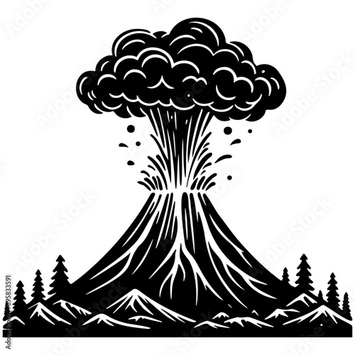 Volcano Eruption Illustration.