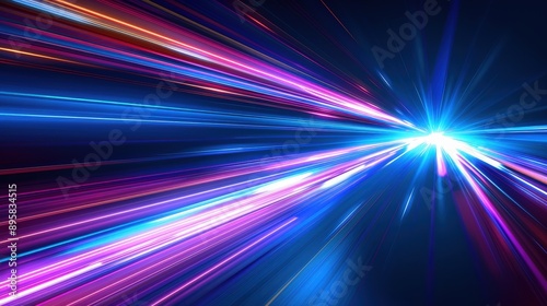 Vibrant Blur of Light Speed Movement in a Futuristic Sci-Fi Landscape