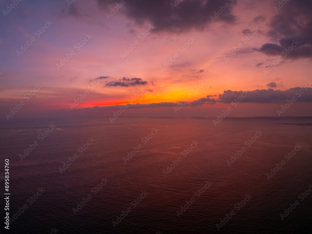 Obraz premium Nature seascape beautiful Light Sunset or sunrise over sea, Colorful scenery Sky,Amazing sky colorful light cloud background