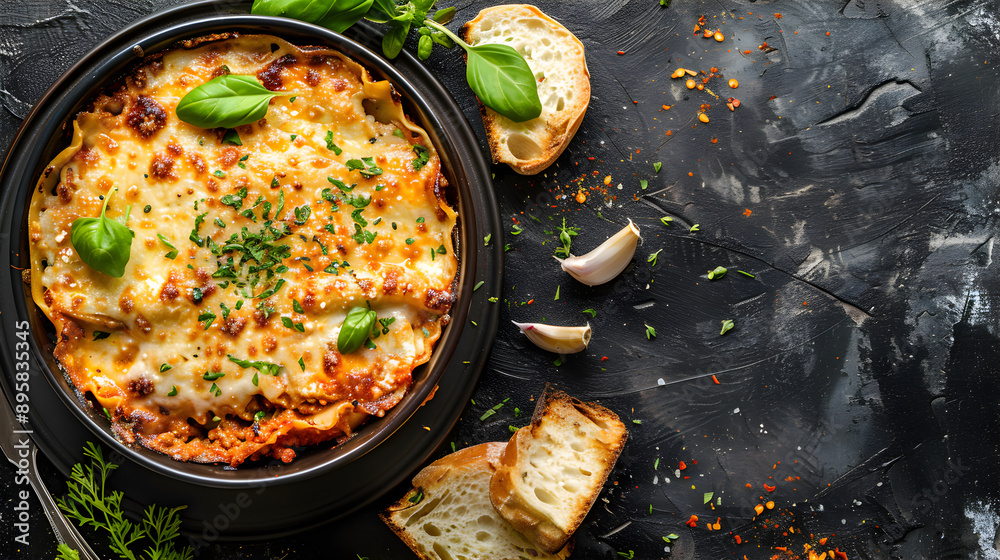 Lasagna with garlic background illustration Lasagna with garlic background illustration