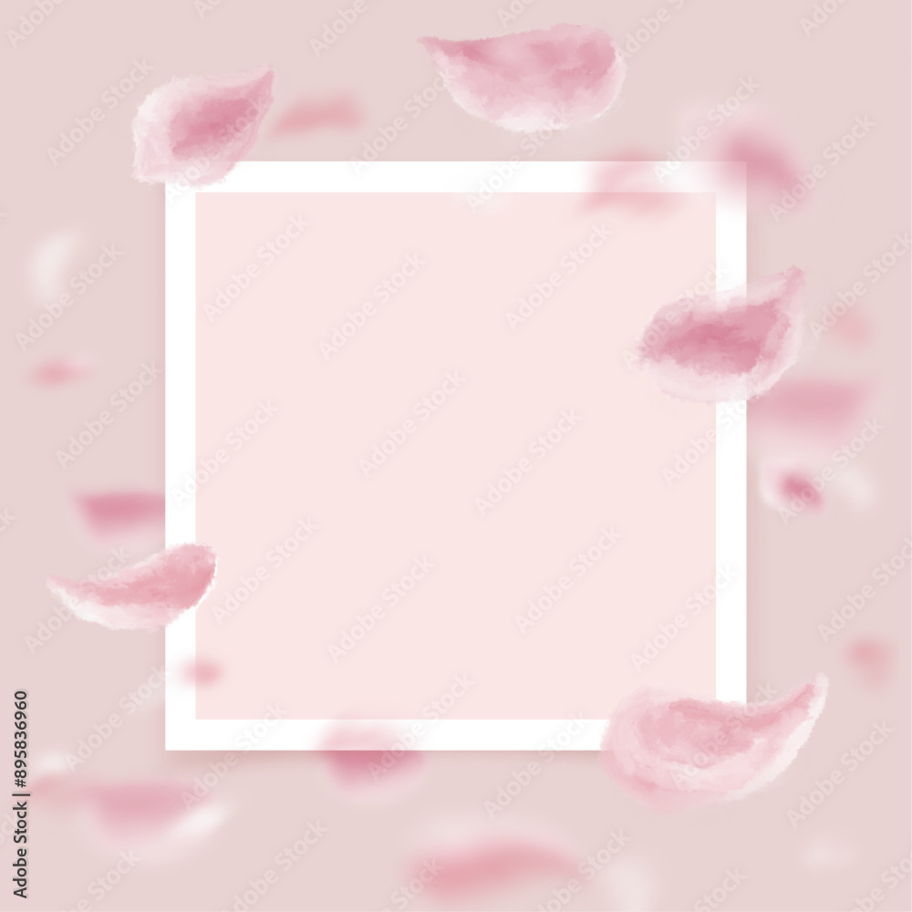 Obraz premium Invitation card frame with fluttering petals background