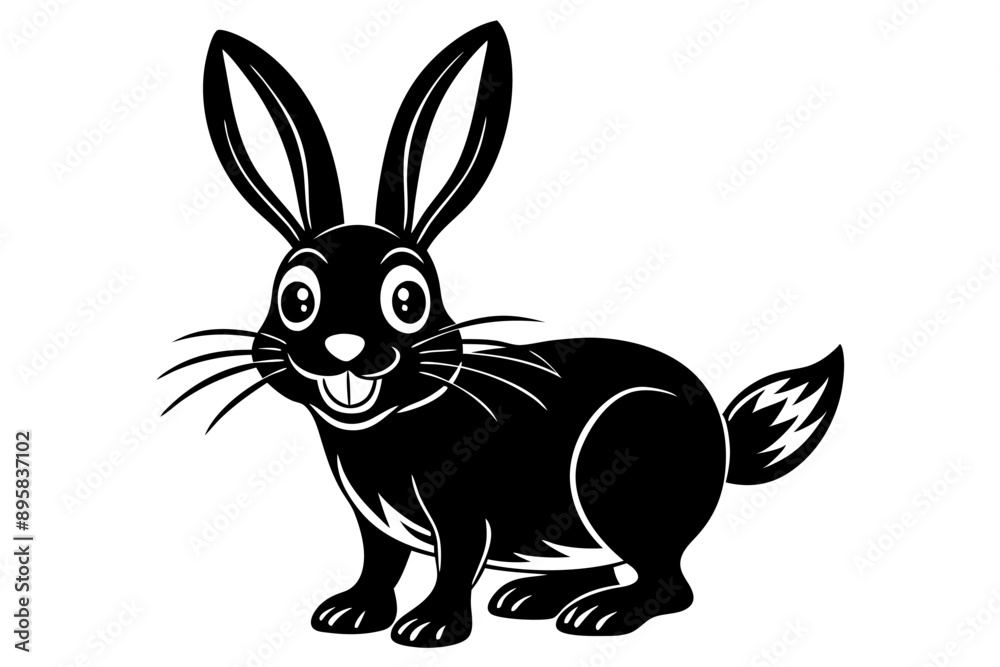 Fototapeta premium Funny Rabbit with White Background Vector Illustration, Cartoons, Clipart, and Line Art Design, Adorable funny rabbit vector illustration, perfect for cartoons, clipart, and line art designs