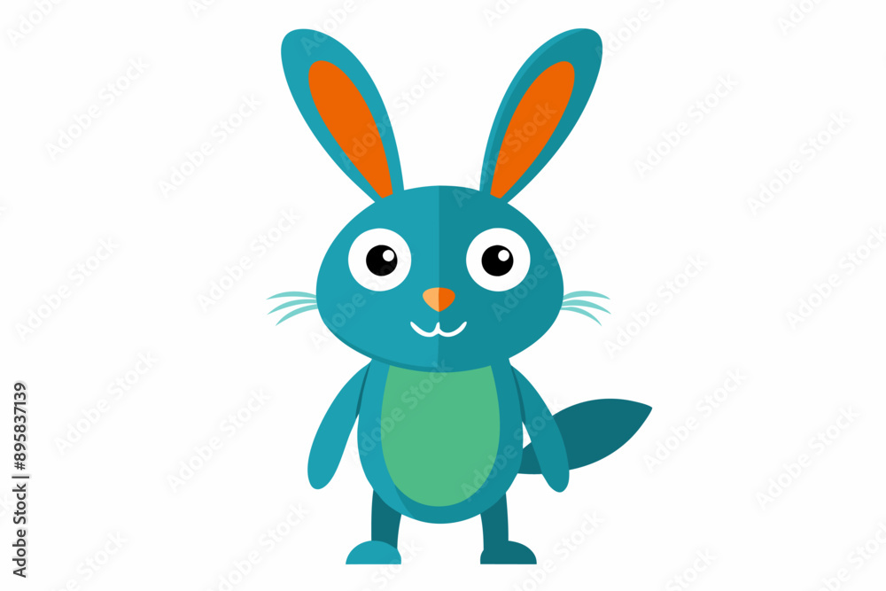 Obraz premium Funny Rabbit with White Background Vector Illustration, Cartoons, Clipart, and Line Art Design, Adorable funny rabbit vector illustration, perfect for cartoons, clipart, and line art designs