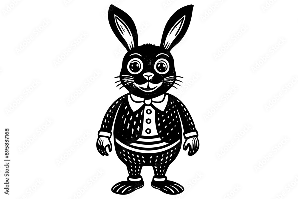 Obraz premium Funny Rabbit with White Background Vector Illustration, Cartoons, Clipart, and Line Art Design, Adorable funny rabbit vector illustration, perfect for cartoons, clipart, and line art designs