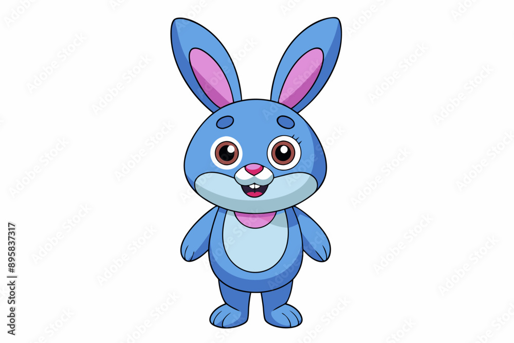 Obraz premium Funny Rabbit with White Background Vector Illustration, Cartoons, Clipart, and Line Art Design, Adorable funny rabbit vector illustration, perfect for cartoons, clipart, and line art designs