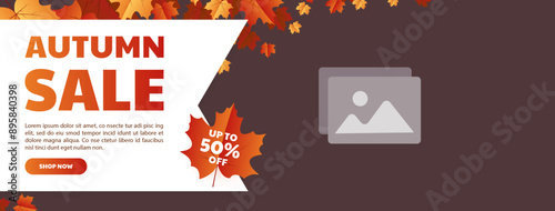 Autumn sale banner. Autumn discount sale for website, social media and advertising