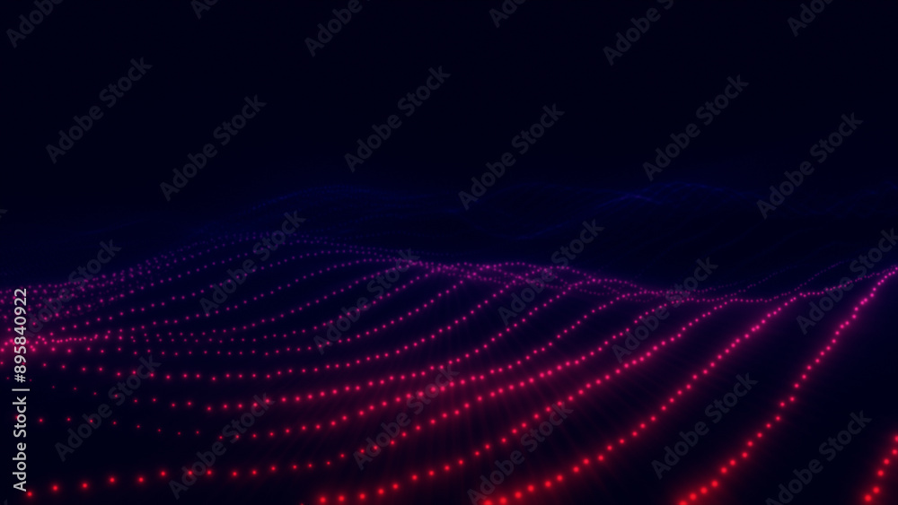 Fototapeta premium Energetic visualization with red glowing lines. Network, cyber technology and science