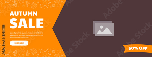 Autumn sale banner. Autumn discount sale for website, social media and advertising
