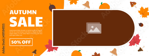 Autumn sale banner. Autumn discount sale for website, social media and advertising