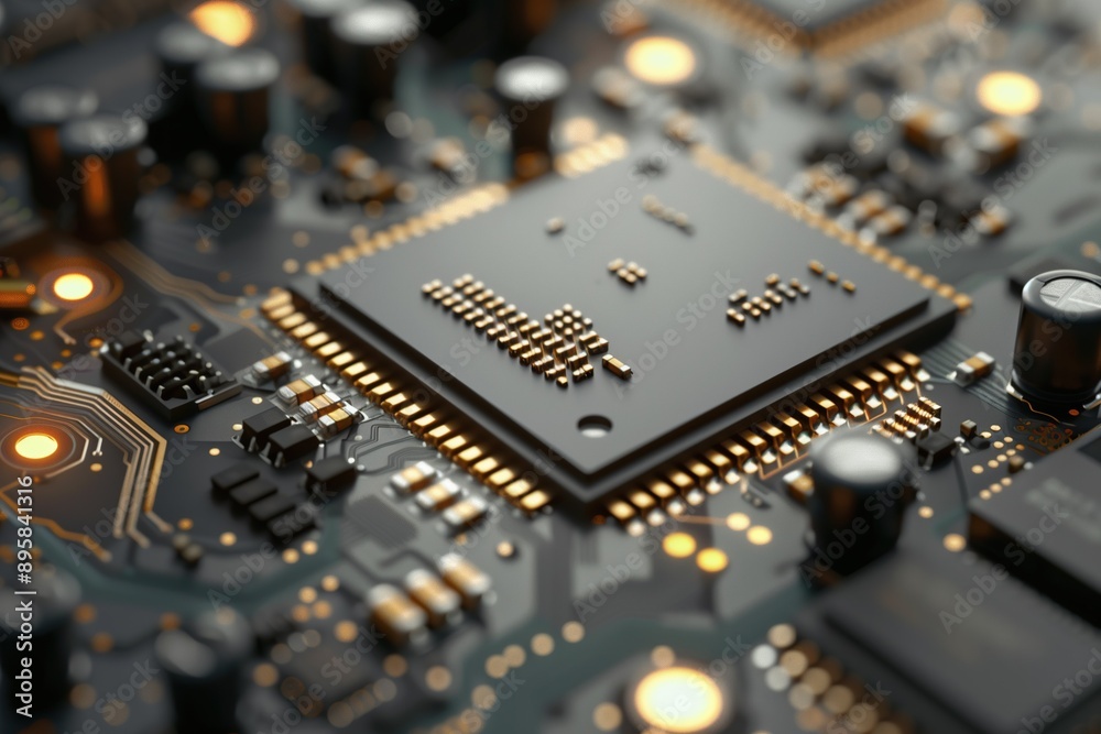 Computer electronic motherboard with advanced technology, featuring intricate circuit plates... Computer electronic motherboard with advanced technology, featuring intricate circuit plates...