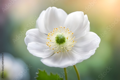  Japanese anemone flower vibrant bokeh background, AI Generated
