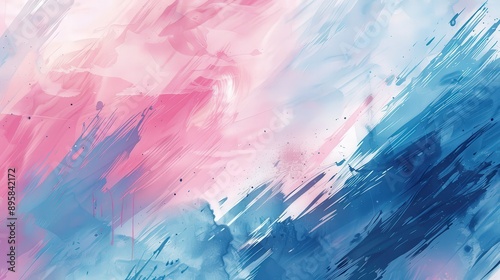 Vibrant Abstract Expressionist Painting in Pink and Blue