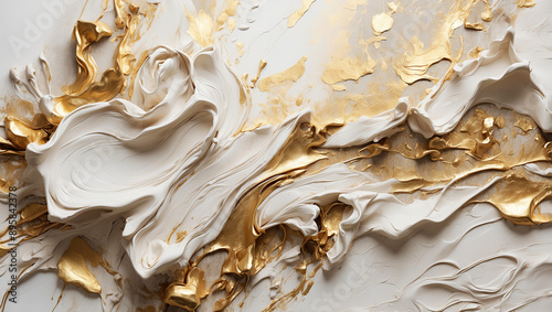 Luxury White Gold Plaster Relief Texture Abstract Wave Background