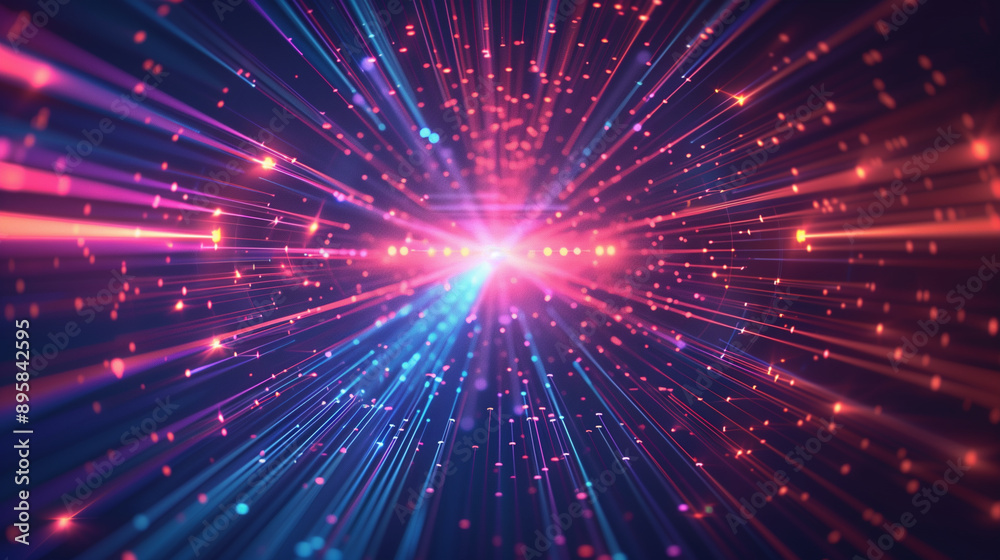 a visual representation of AI data flow with glowing neon lines and digital particles radiating from a central core, ideal for themes of artificial intelligence, data processing, a a visual representation of AI data flow with glowing neon lines and digital particles radiating from a central core, ideal for themes of artificial intelligence, data processing, a