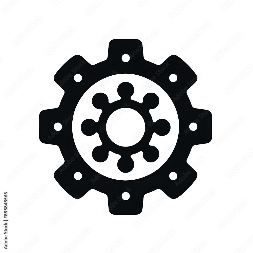 Fototapeta premium Symbolic black and white isolated vector illustration of gear sign on white background.