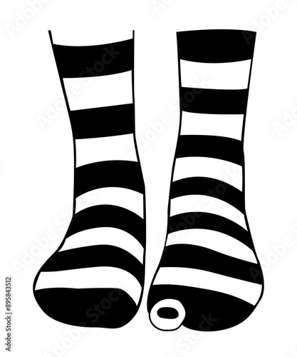 Female legs in tights. Feet in dotted socks. striped socks isolated on white background.
