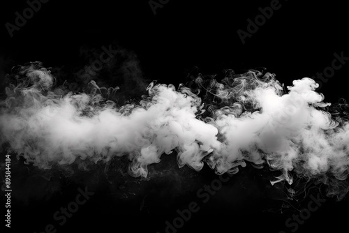 White smoke art on a pure black background, creating a striking and abstract visual effect...