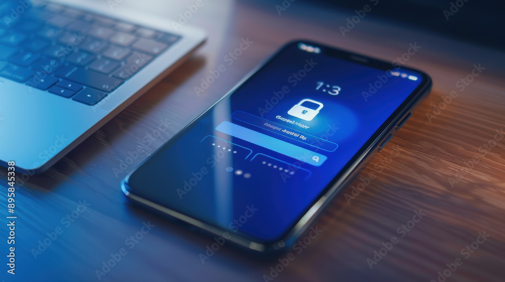 Mobile device with two-factor authentication, secure login screen Stock ...