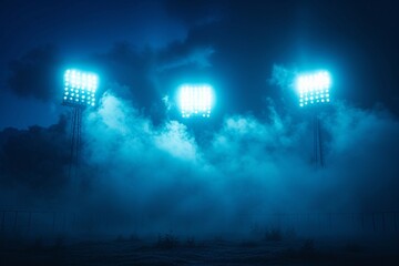 Rideaux Stade soccer stadium lights reflectors against black background  © Nataliia